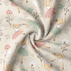 Printed Cotton ANGELE Light Greige / Soft Multicolored